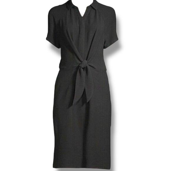 Chico's Dress NWT Womens Size 3.5 (18) $109 Textured Tie Waist Black Pockets - Picture 8 of 9